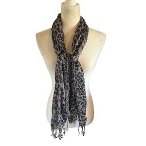 Grey & Purple Leopard Print Scarf
